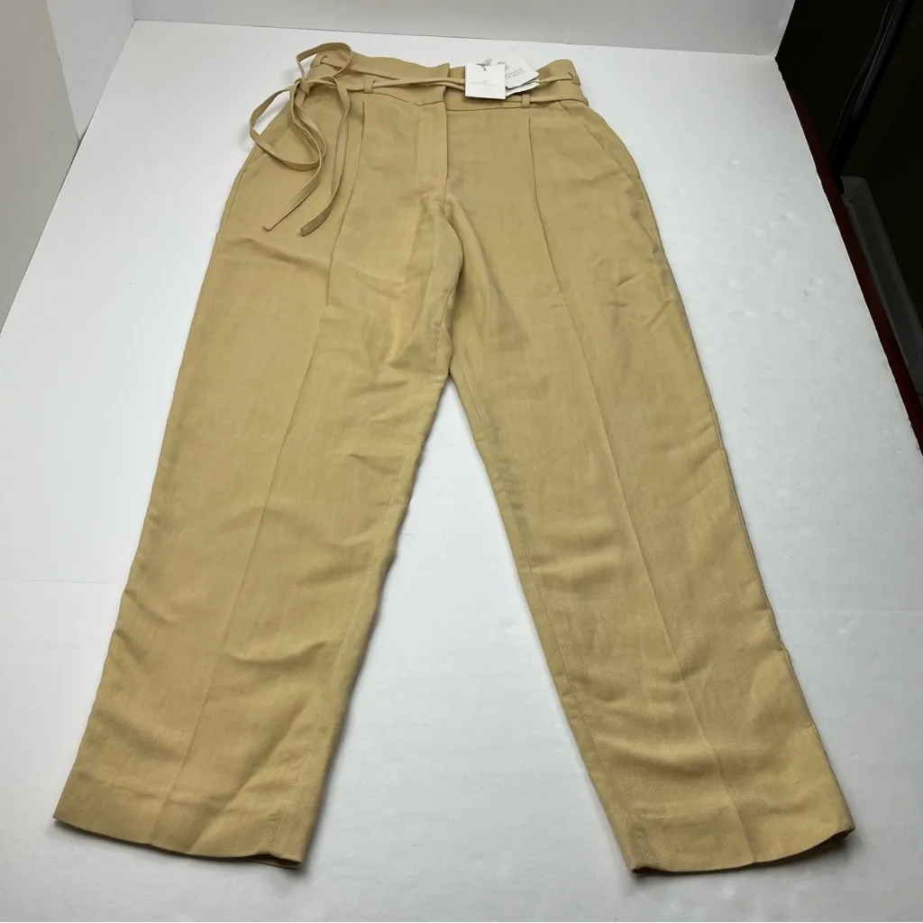 Brunello Cucinelli Beige Viscose Linen Blend Pant High Waist Womens Size 4 NEW‎ - Image 3