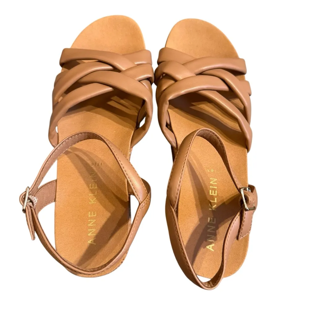 New Anne Klein Women's Tan Strappy Wedge Sandals w/ Micro Suede Size 10 - Image 3
