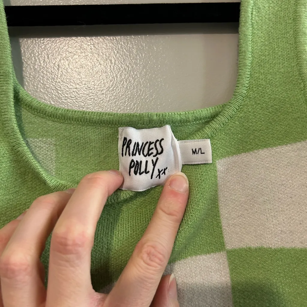 Princess Polly Green and White Checkered Top - Image 2