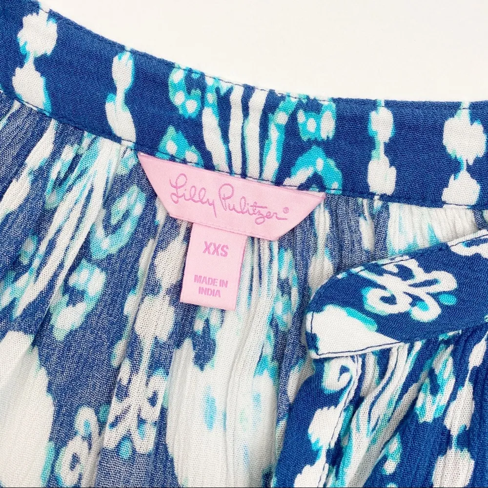 Lilly Pulitzer Elsa Romper: Indigo/Get In Line Jellyfish Blue White - Image 11