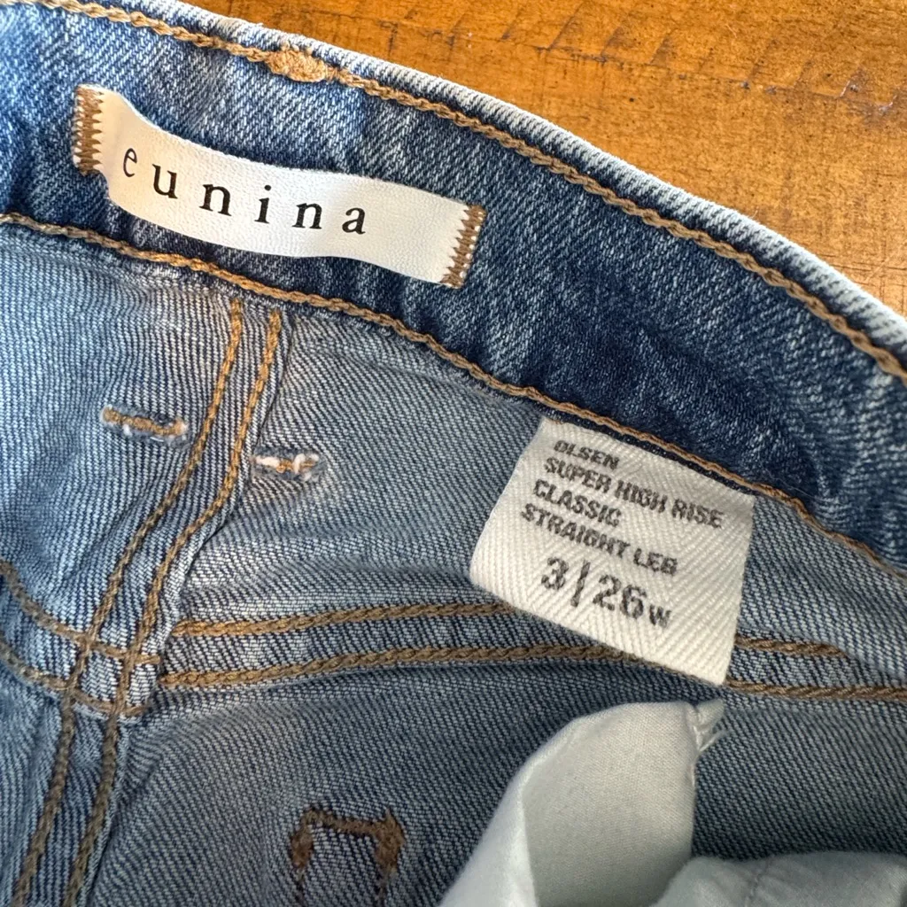 EUNINA OLSEN SUPER HIGH WAIST RIPPED CLASSIC BLUE JEANS straight leg - Image 4