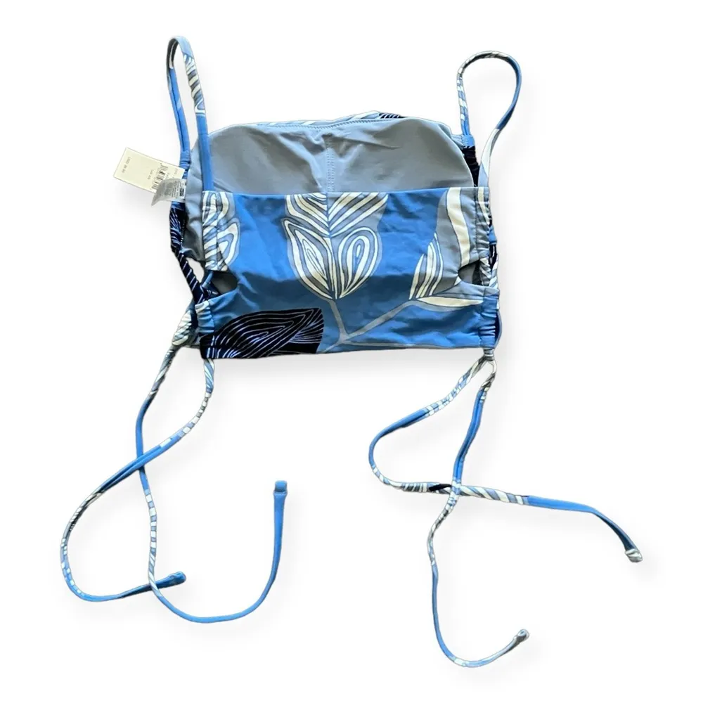 Womens blue feather patterned bandeau bikini top - Image 3