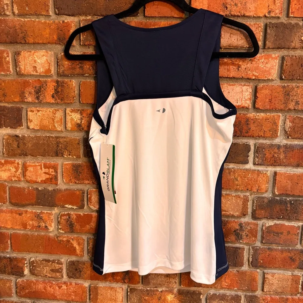 NWT Grand Slam womens mesh sleeveless pickleball tennis tank top blue/ white S Blue - Image 4