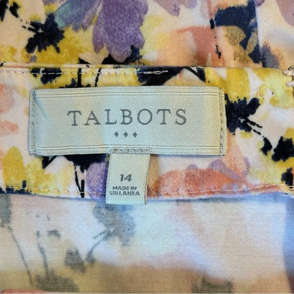 Talbots Multicolor Floral Print Pencil Skirt Womens 14 Cotton Spandex Straight - Image 3