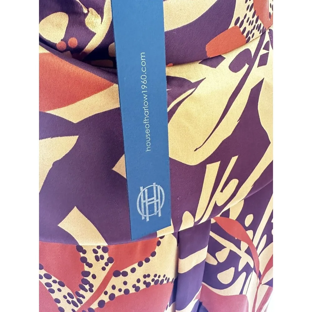 HOUSE OF HARLOW  1960 lounge Satin Leisure Short Set RICH FALL COLORS  sz Small - Image 4