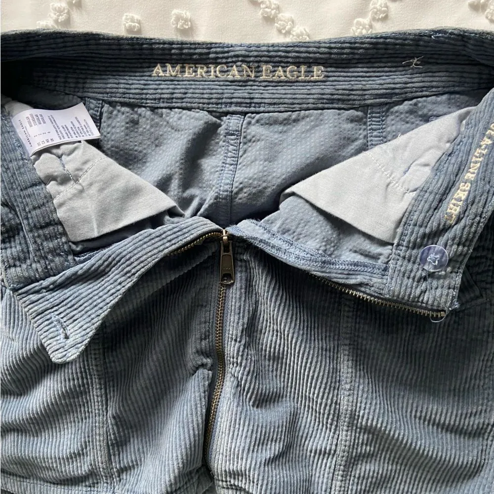 American Eagle Blue Corduroy Mini Skirt Coastal Cowgirl Preppy Cottage Western 2 - Image 6