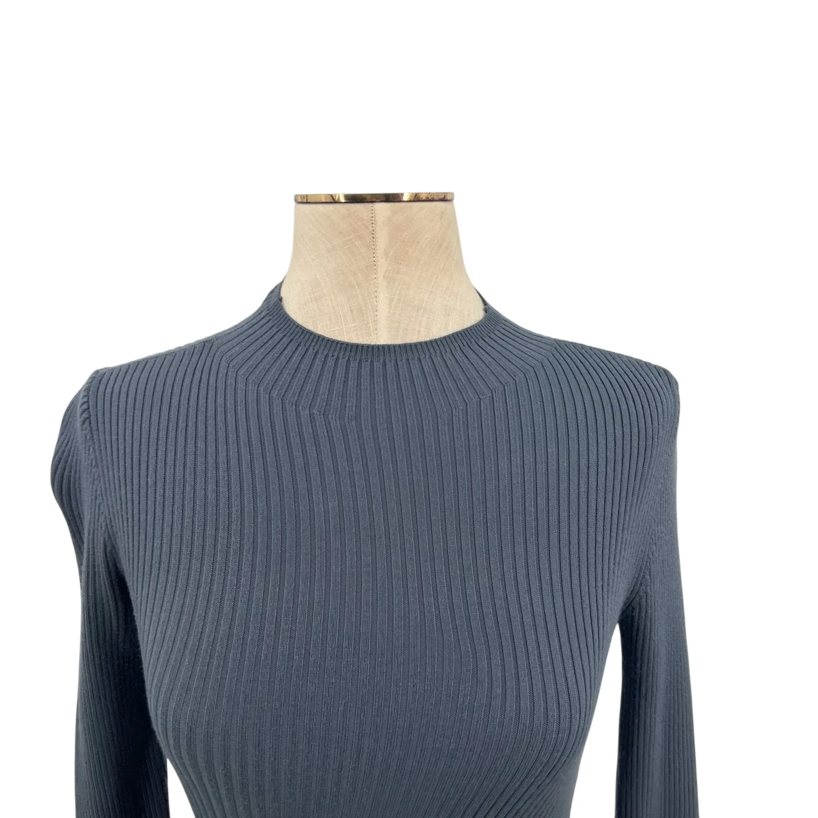Aritzia Babaton Compose Dress Knit Sweater Cut Out Long Sleeve‎ Gray Size 2XS - Image 4