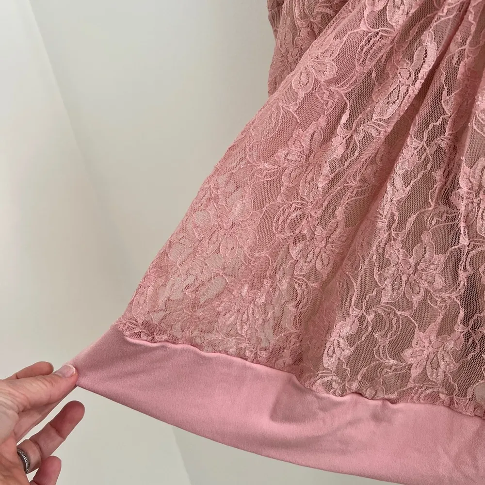 Rampage NWT Y2K Babydoll Spaghetti Strap Pink Lace Vintage Going Out Top Cami M - Image 4