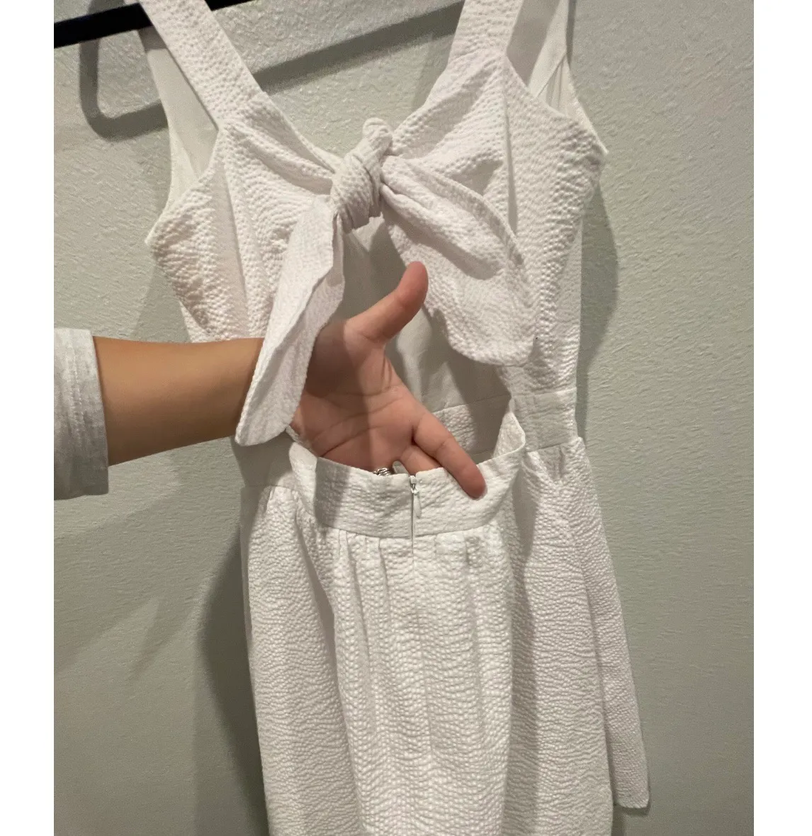 The Garrison Seersucker Antique White Mini Dress - Image 6