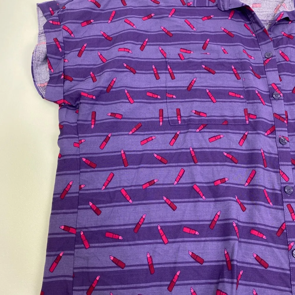 LuLaRoe  Lipstick Tube Pattern Amy Style Button Front Blouse NWT Size M - Image 2