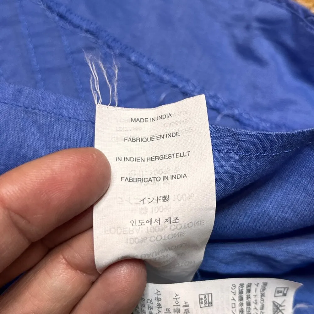 J CREW Dress  Periwinkle Blue Cotton V-neck Sleeveless Pleated Chevron SZ 4 - Image 13