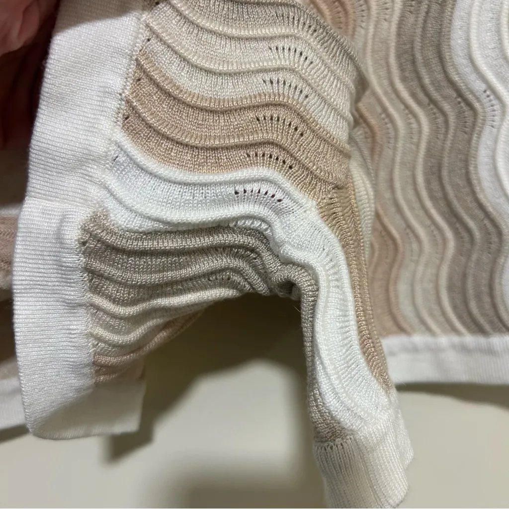 YLLW the Label Felix Knit Shorts in Neutral Beige & White Size Medium Tan - Image 5