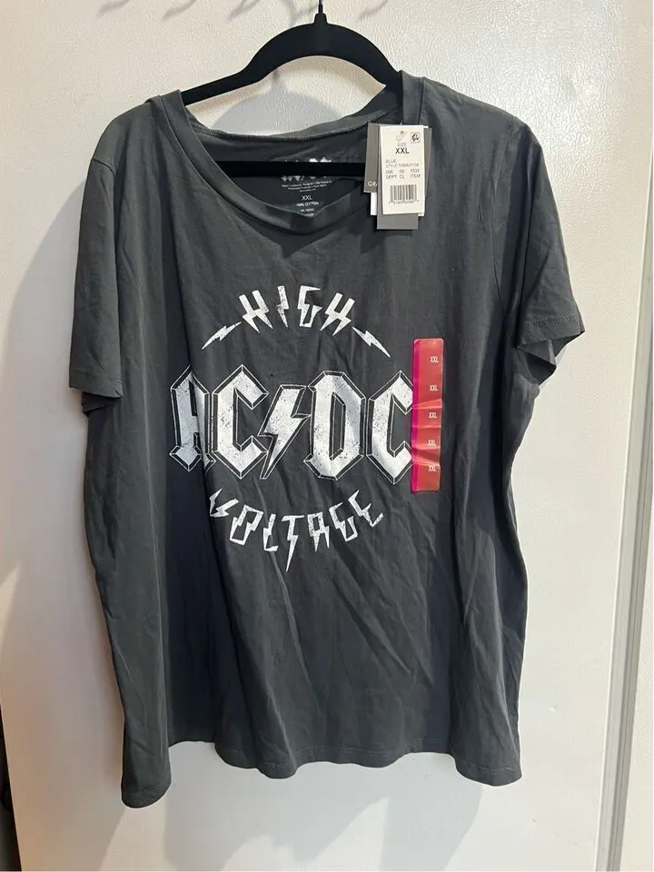AC/DC Grey T-Shirt Woman’s Size XXL NEW WITH FLAW - Image 1