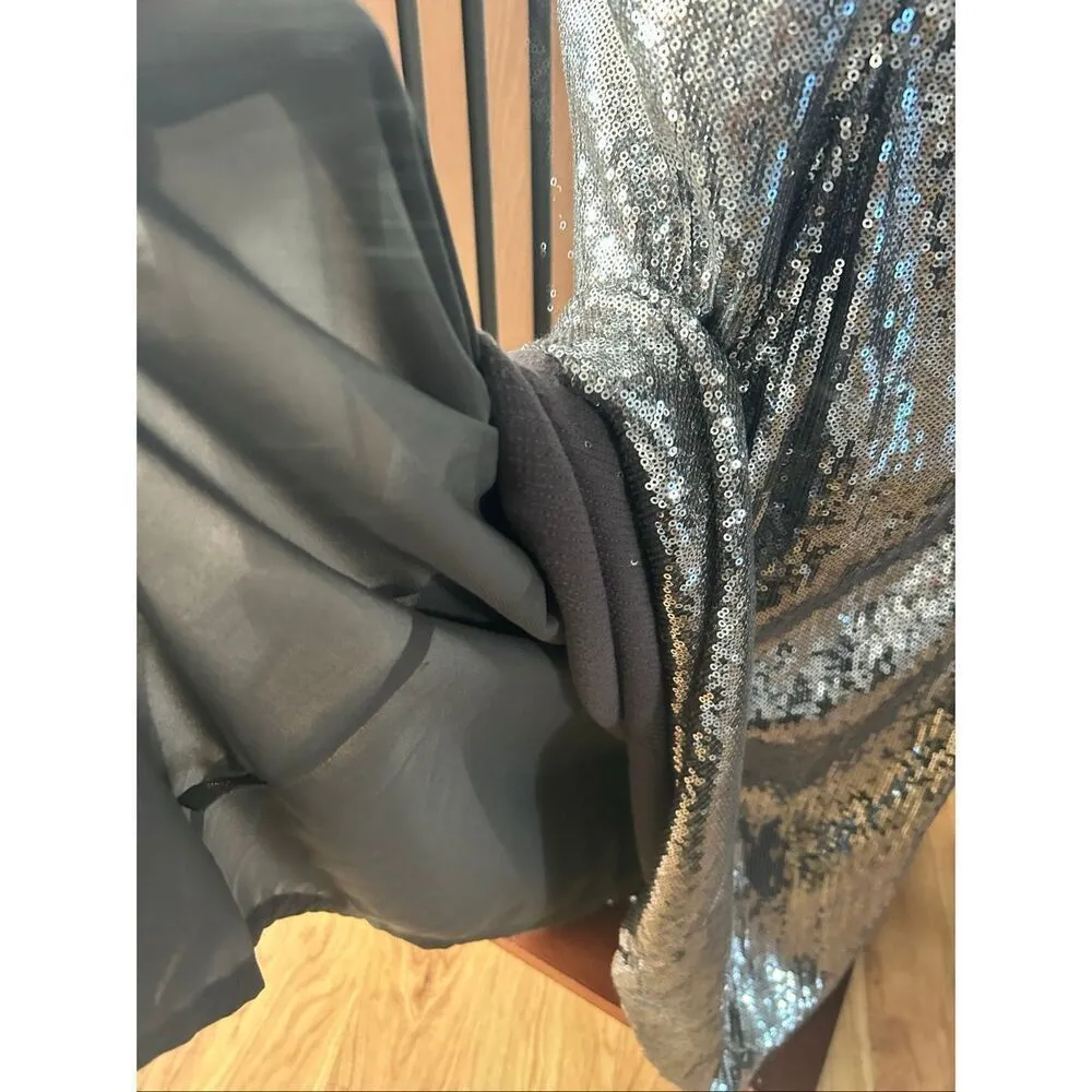 Nicole miller sparkly silver maxi strapless long dress size 8 mermaid style with - Image 6