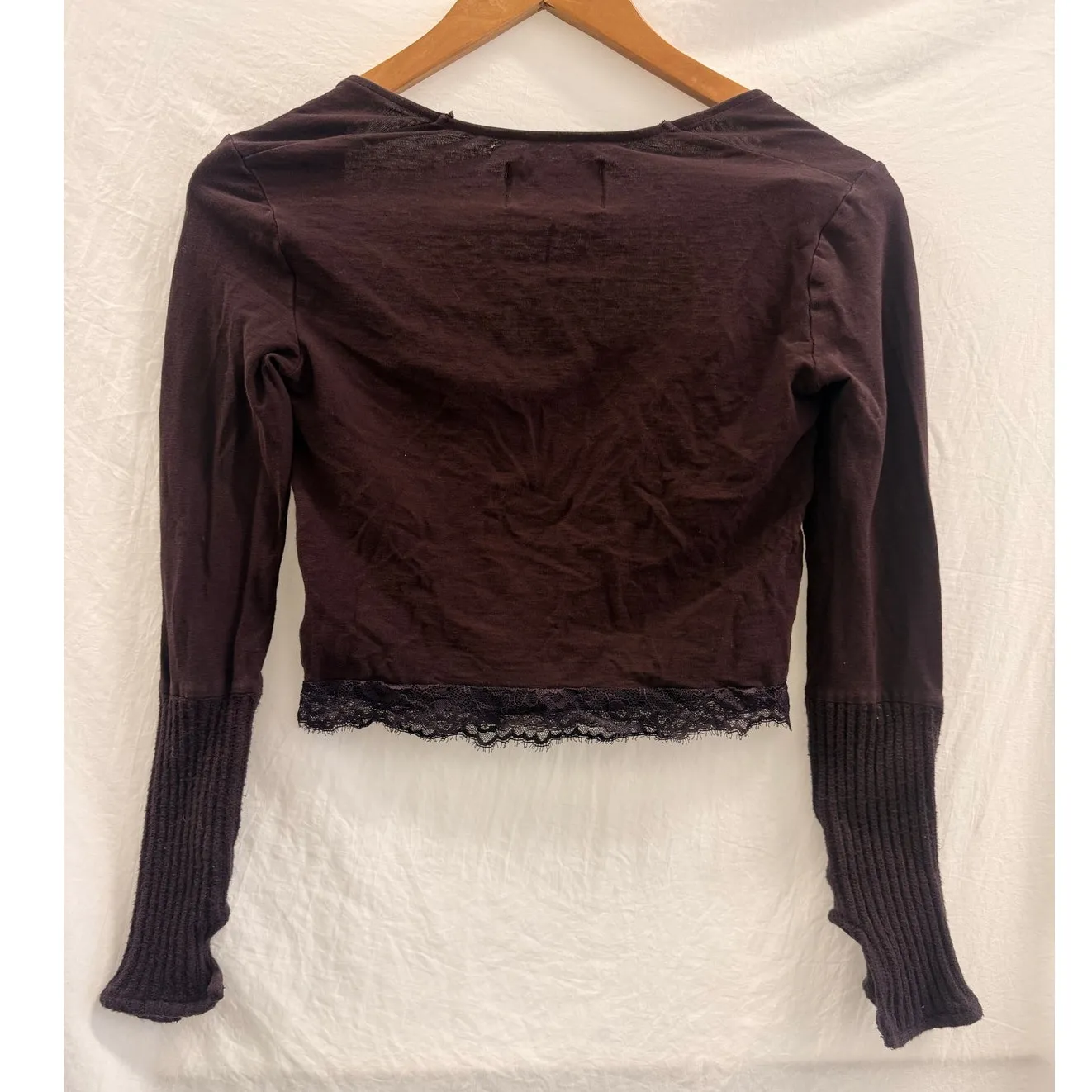 Zemeta Cozy Knit Maroon‎ Long Sleeve Top Medium Coquette Cottage Fairy Y2K Red - Image 4
