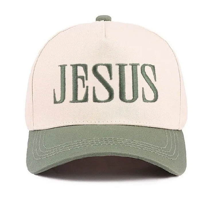Jesus Trucker Hat Dark Forest / Cream NWT Green - Image 2