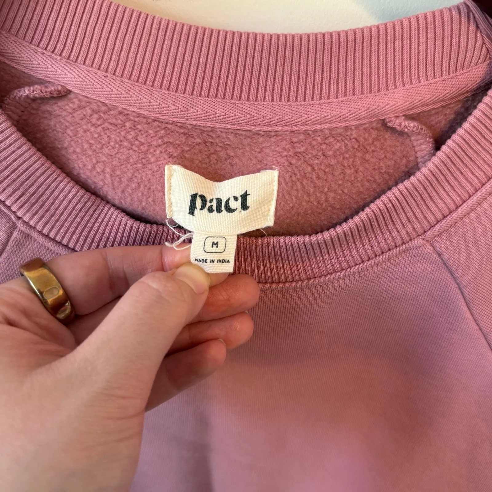 Pact‎ Essential Sweatshirt Dress Size M Organic Cotton Pockets Long Sleeve Pink - Image 11