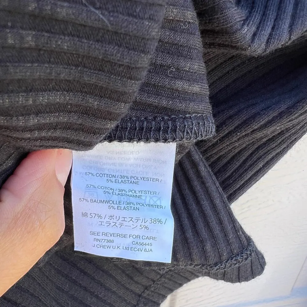 NWT J.Crew Cotton Blend Scoop Neck Bell Sleeve Ribbed Sweater Black Size Small - Image 6