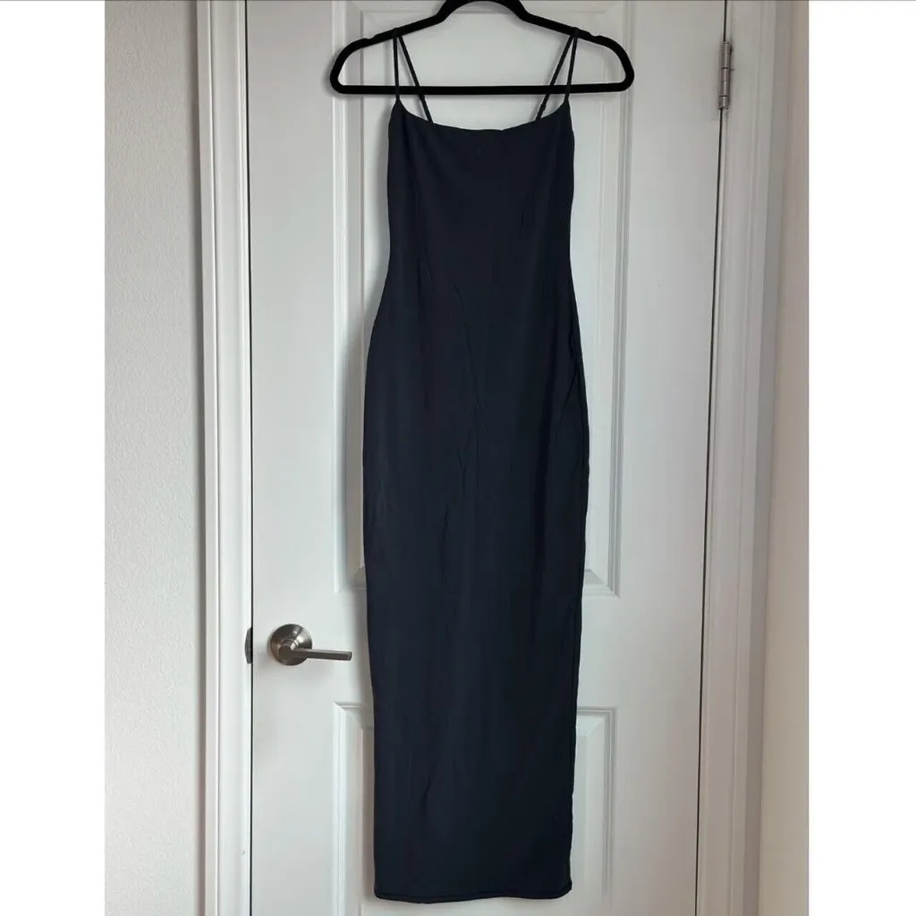 Skims Fits Everybody Long Slip Dress in Graphite, Size Small - Image 2