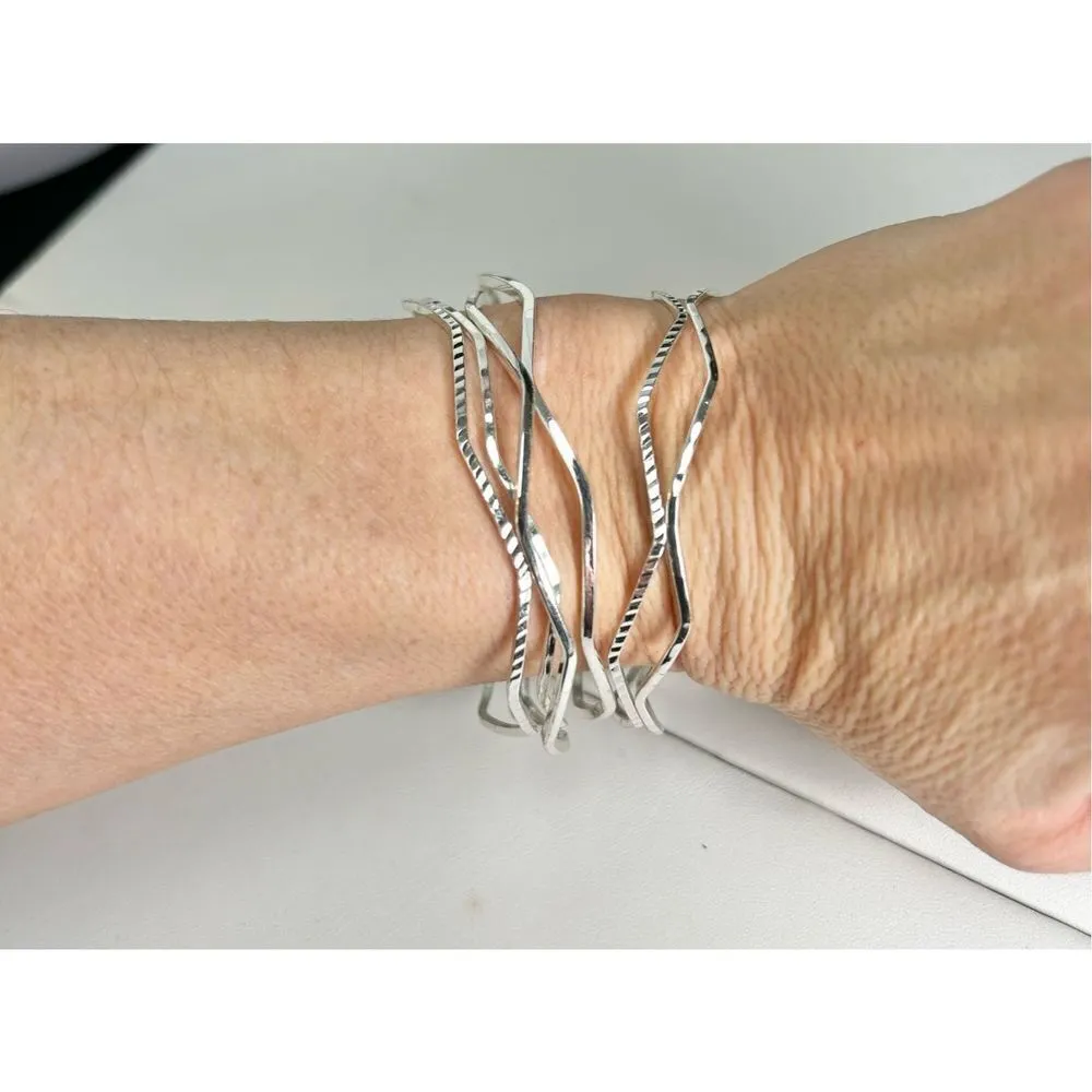 Set of 6 silver bangle bracelets - Image 3