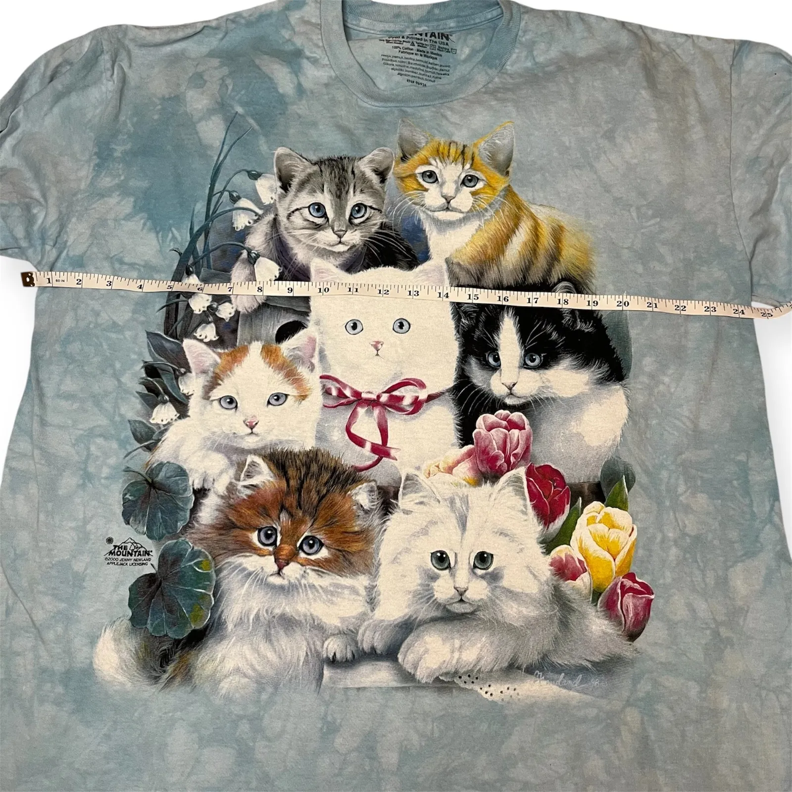 Vintage The Mountain Cats Graphic Long Sleeve Shirt Size XL Blue Tie Dye 2000 - Image 8