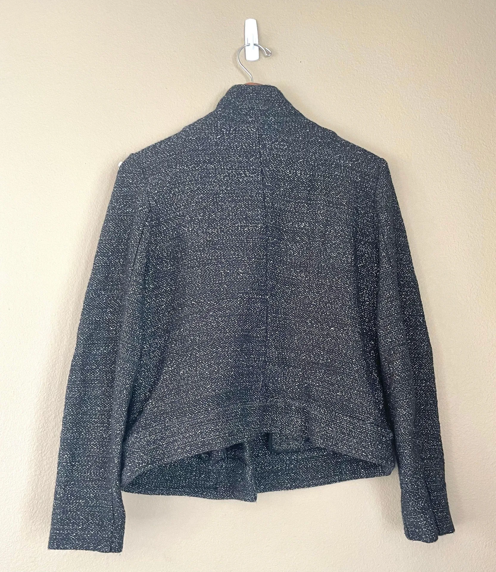 Ann Taylor LOFT Knit Marled Moto Jacket Gray Black Size Medium Fall Winter Edgy - Image 9