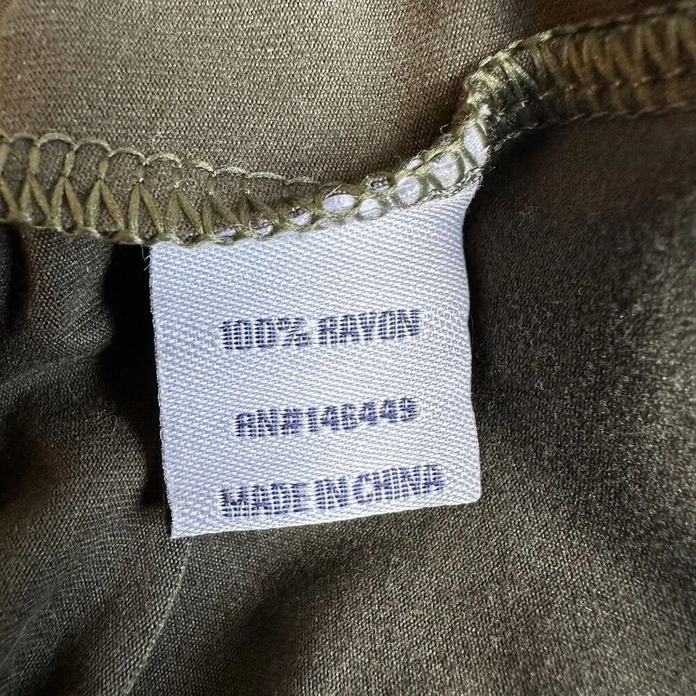 Maze Olive Green Bodycon Stretchy Tank Maxi Dress Side Slits Casual Minimalist Size L - Image 8