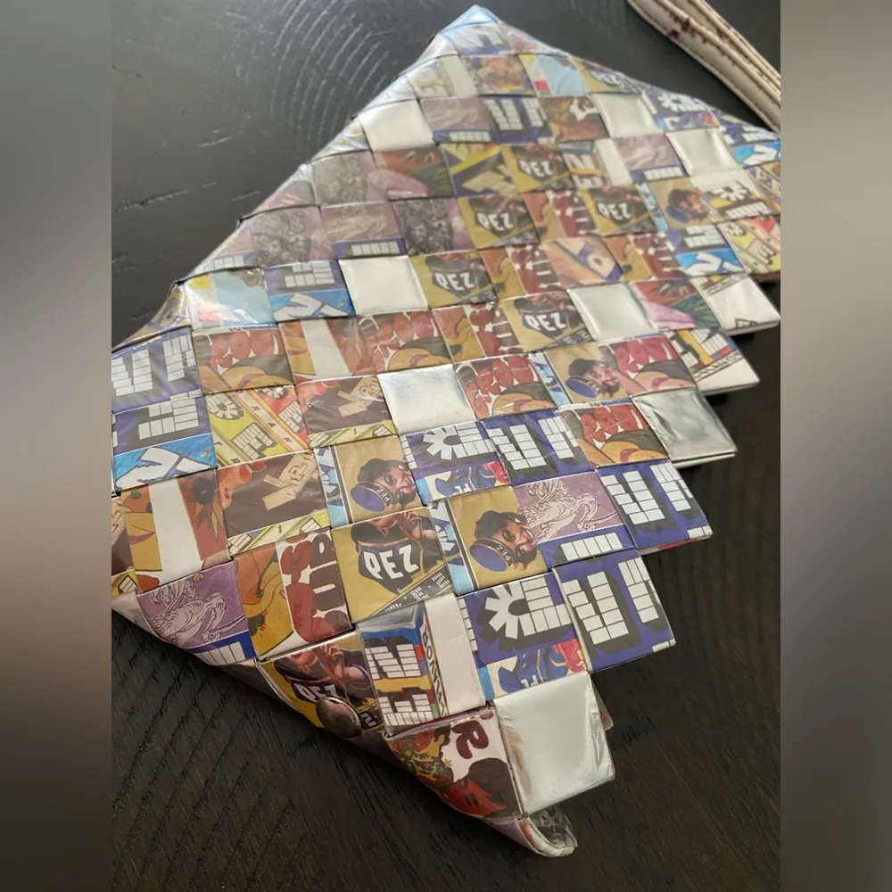 VTG 90s Nahui Ollin Multicolored Pez Arm Candy Clutch Wristlet Handbag Purse Yellow - Image 4