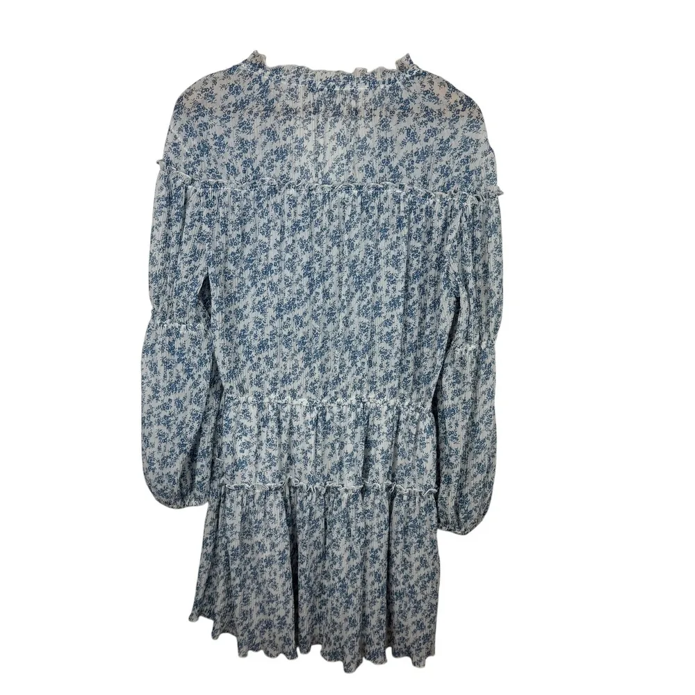 Madison Marcus Floral Print Tiered Mini Dress Sz M Long Sleeve Cottagecore Flowy - Image 4