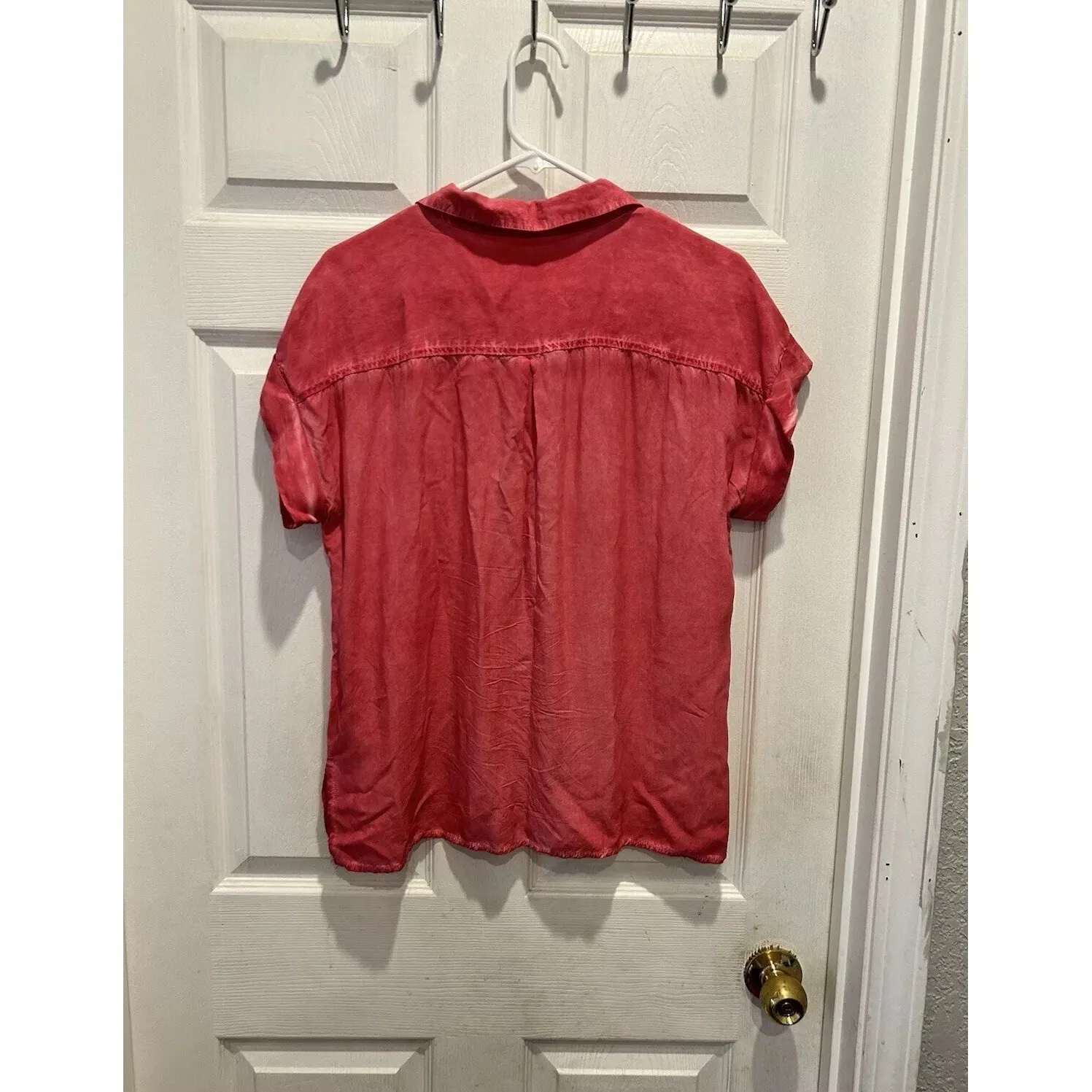 Velvet‎ Heart Womens Pink Washed Button Up Shirt Short Sleeve Collared Medium - Image 5