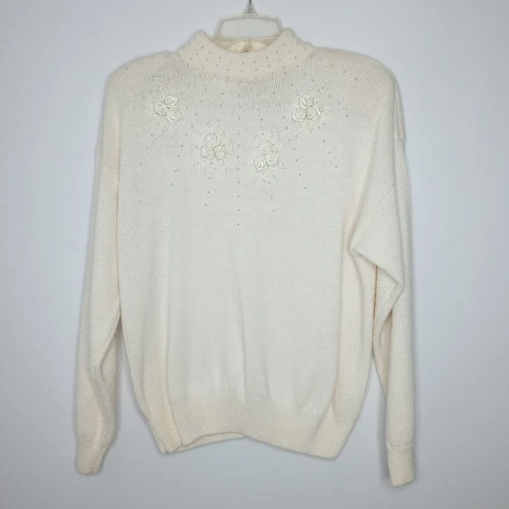 Vintage Victoria Jones Sweater White Size L - Image 2