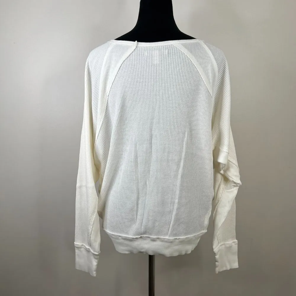 Free People Santa Clara Waffle Knit Thermal Long Sleeve Top in Alabaster White - Image 11