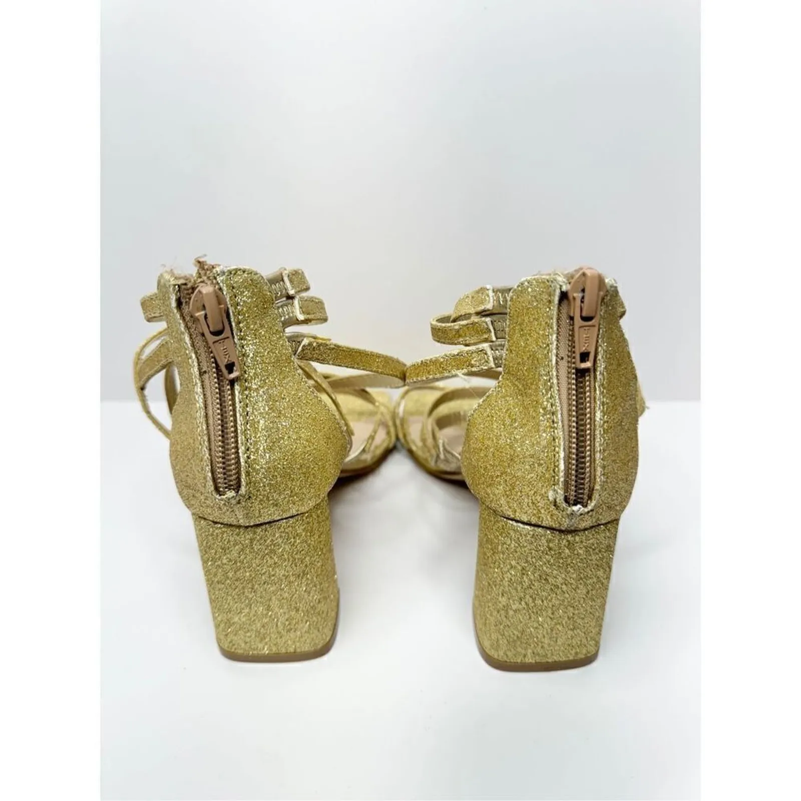 Zigi Soro Sandals Size 6‎ Gold Open Toe Ankle Strap Dress Heels Sparkly - Image 6