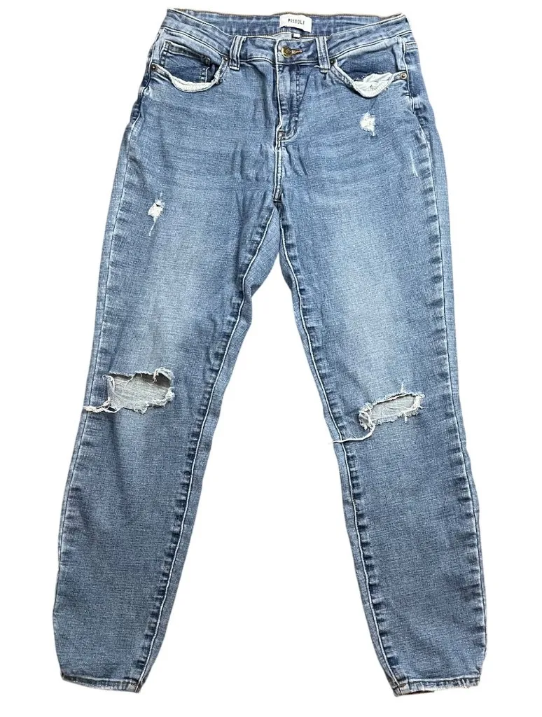 Pistola Distressed Skinny Jeans Women's Size 28 Blue Denim Cotton Rayon FAIR - Image 1