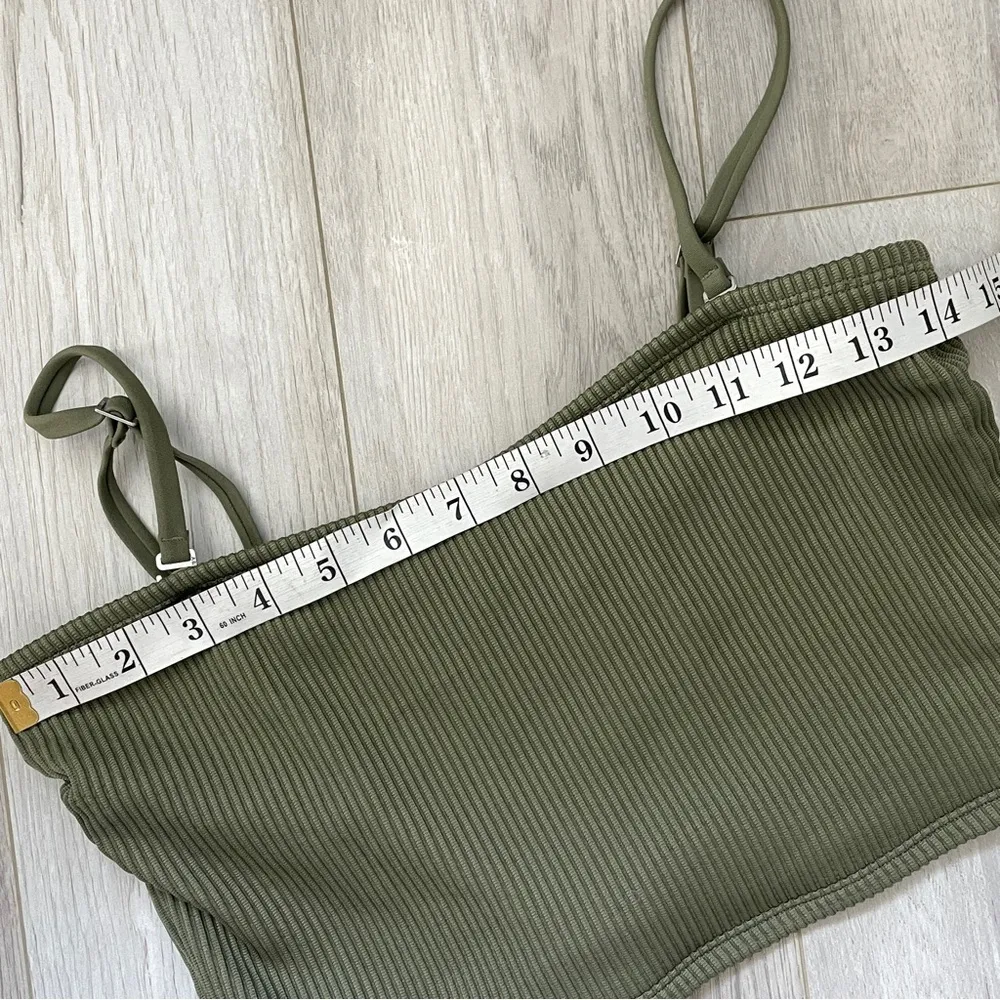 Abercrombie & Fitch Tankini ribbed swimsuit womens Green small cheeky strapless - Image 3