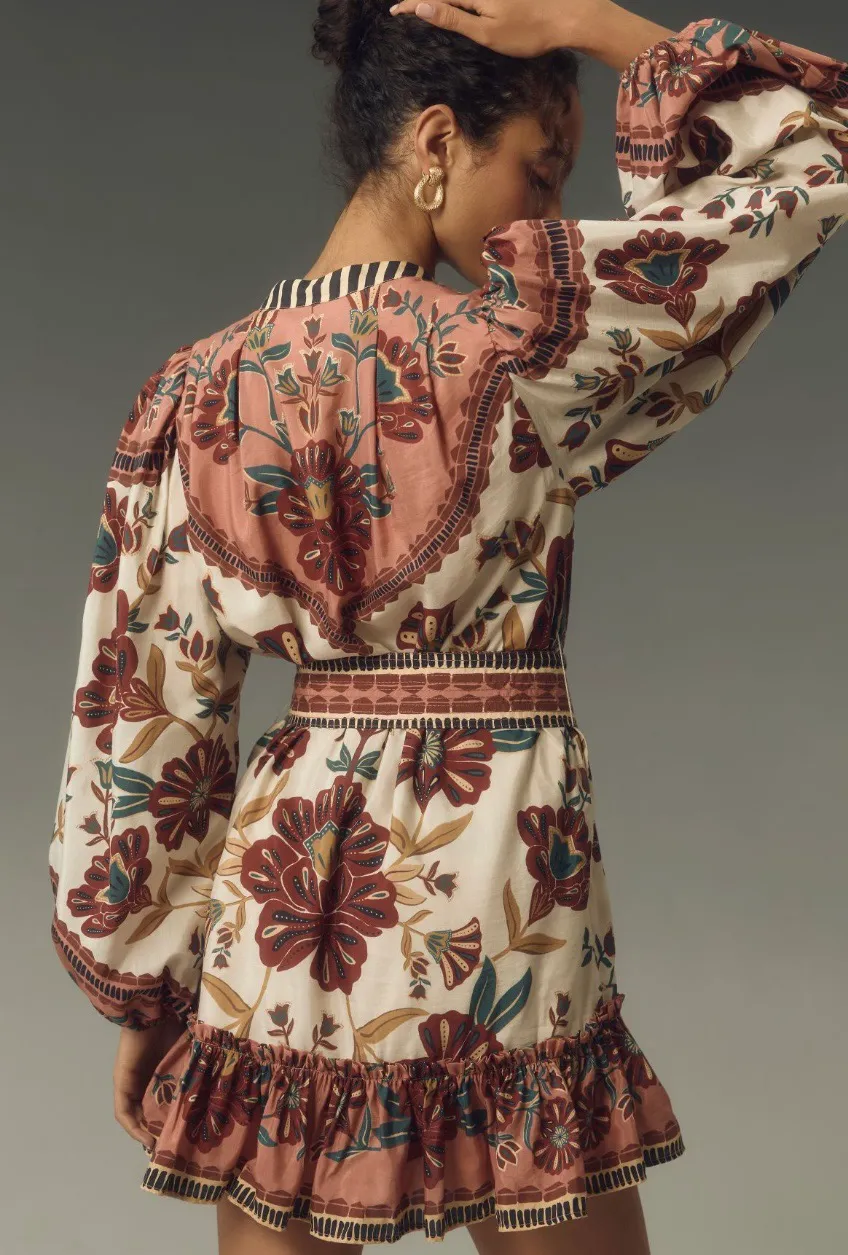 Cream Riad Mini Ruffle Dress, Size XXS - Image 3