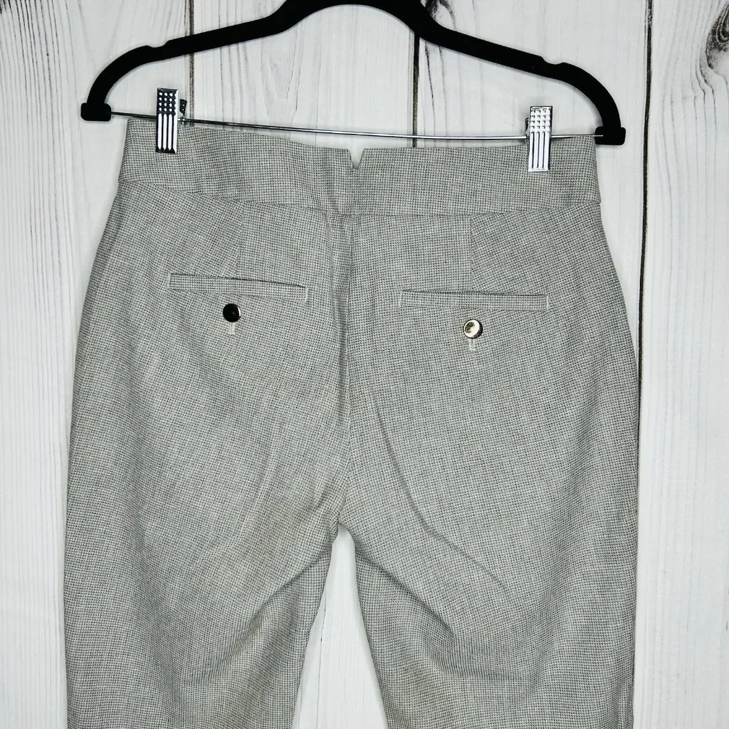 Ann Taylor Loft Petite Marisa Pants Sz 2P (30x25) Gray Houndstooth Linen Blend - Image 5