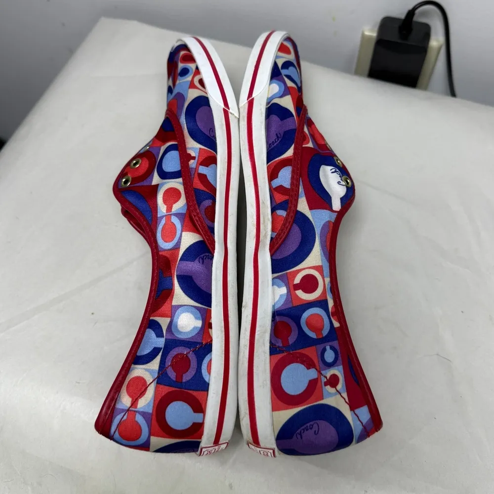 Coach Audrina Patchwork Satin Low Top Sneakers Sz 8.5 - Image 5