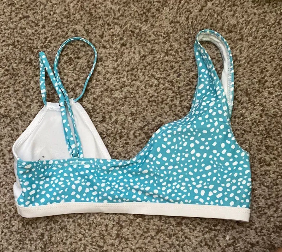 Teal and White Polka Dot Bikini Top - Image 2
