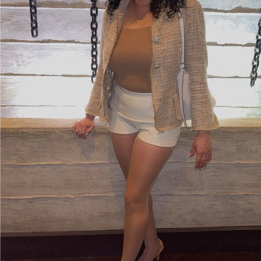 Zara Beige Tweed Women's Blazer - Image 2