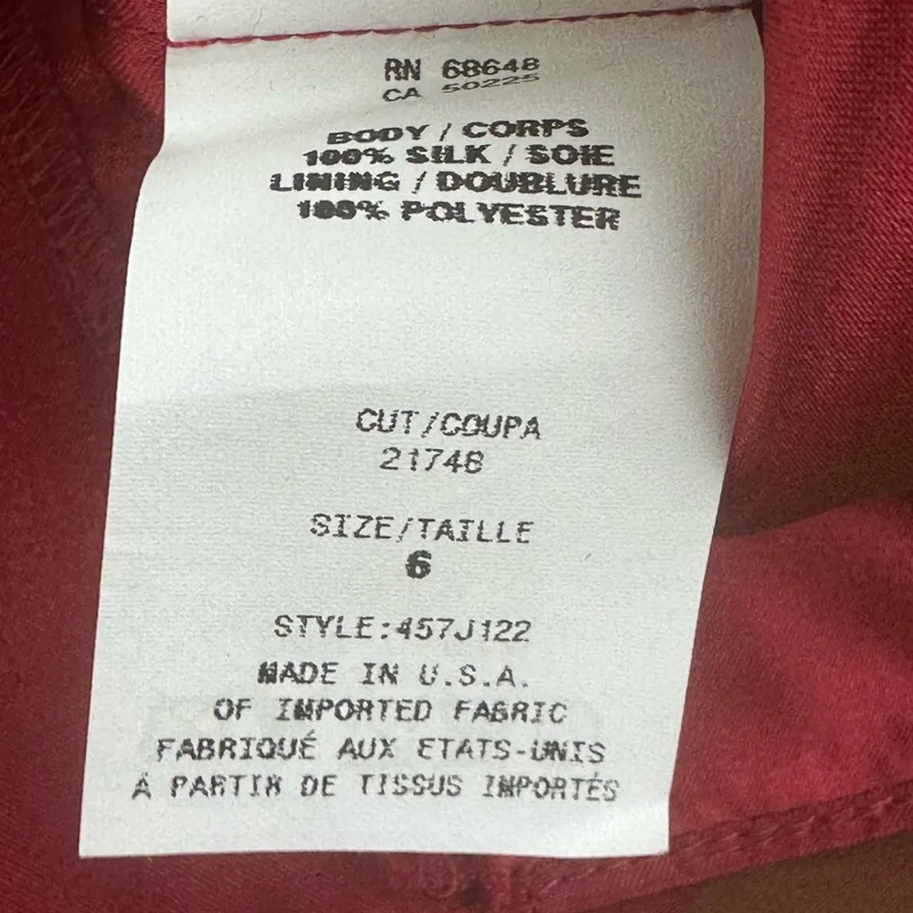 A.B.S. 100% Silk Red Strapless Cocktail Dress, NWT Size 6 - Image 9