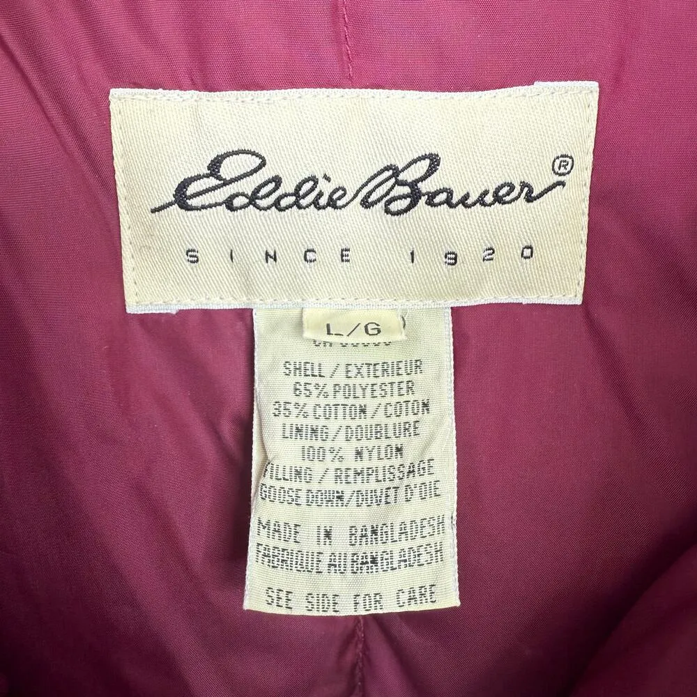 Eddie Bauer Snowline Goose Down Puffer Snow Coat Large Maroon Vintage Long Ski - Image 3