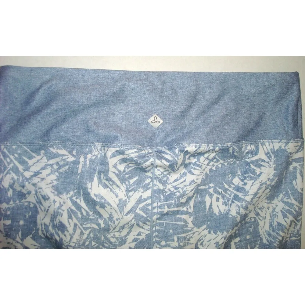 NWT New Prana Pillar Capri Leggings Pants Womens Yoga Pilates L Blue White Leaf - Image 5