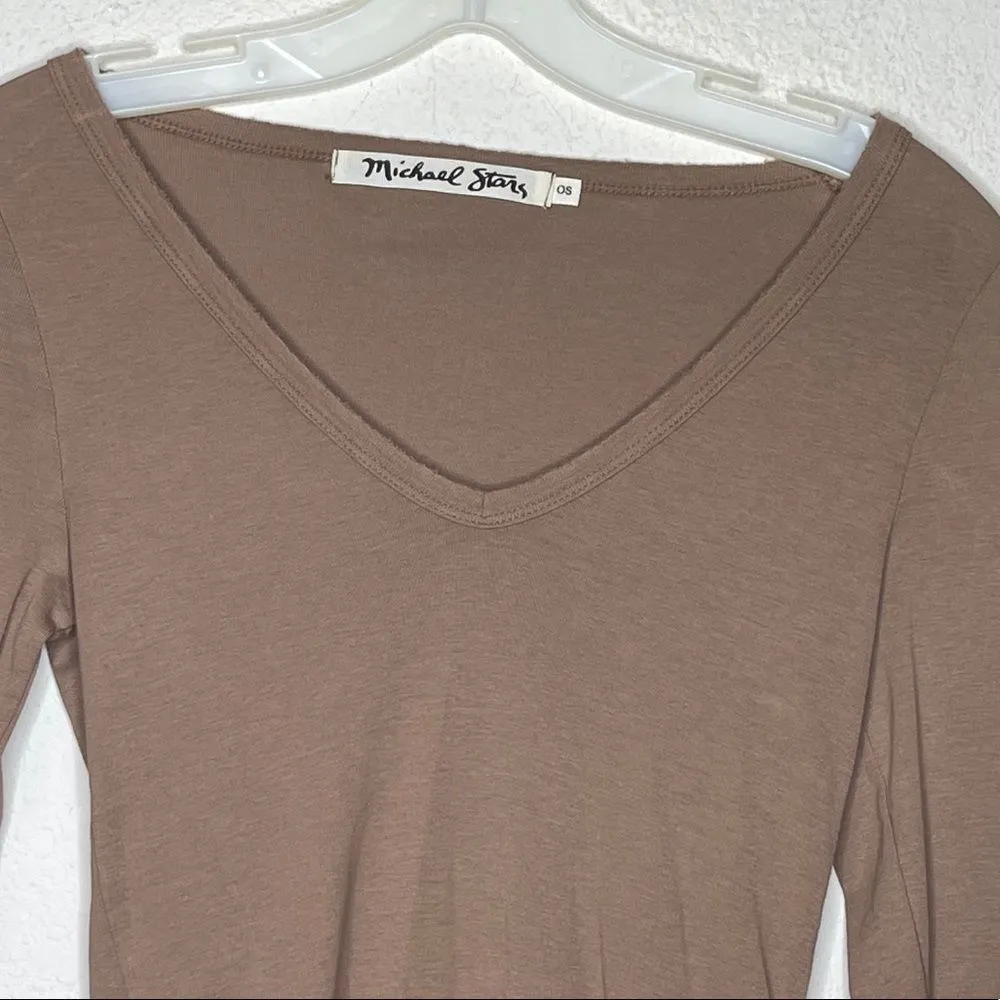 Michael Stars  V-Neck‎ Shirt Brown - Image 4