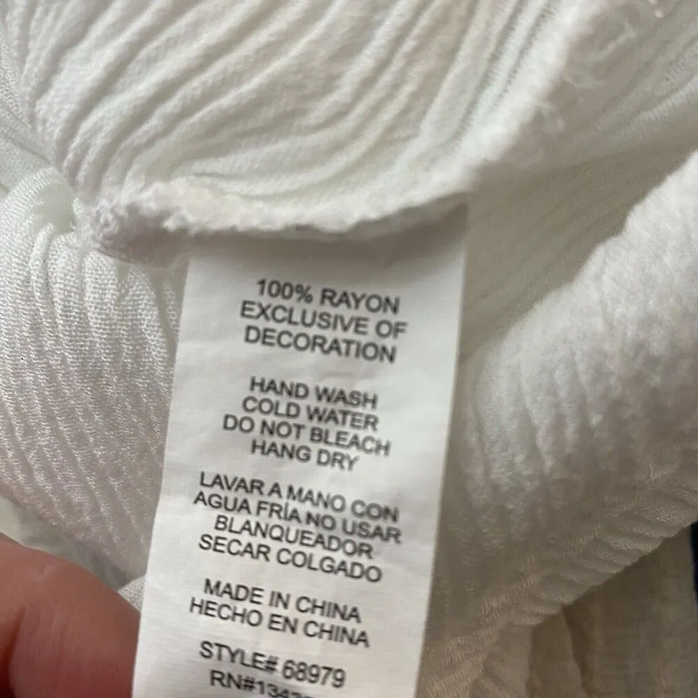 Ambiance Red Floral Applique White Off Shoulder Short Sleeve Blouse Sz Small - Image 7