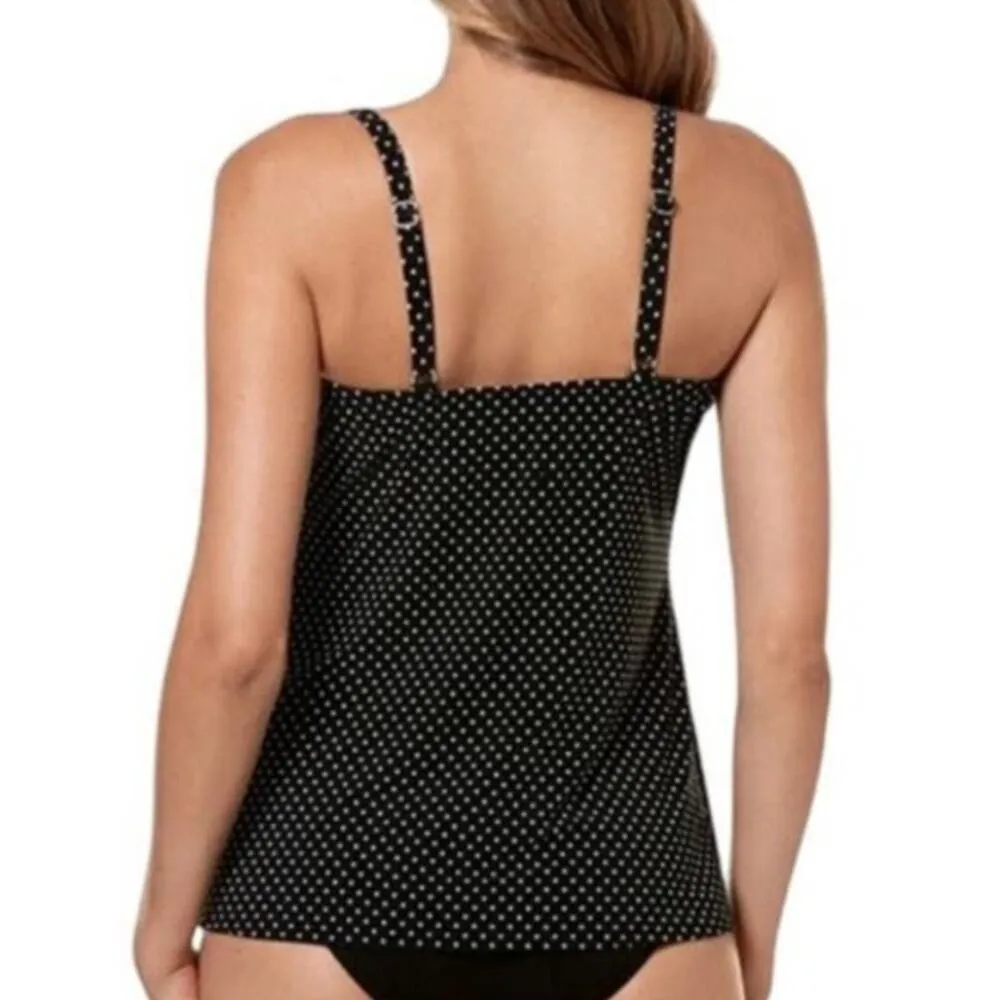 Miraclesuit Tankini Top Size 12 Pin Point Love Knot Black White Polka Dot NWT - Image 2