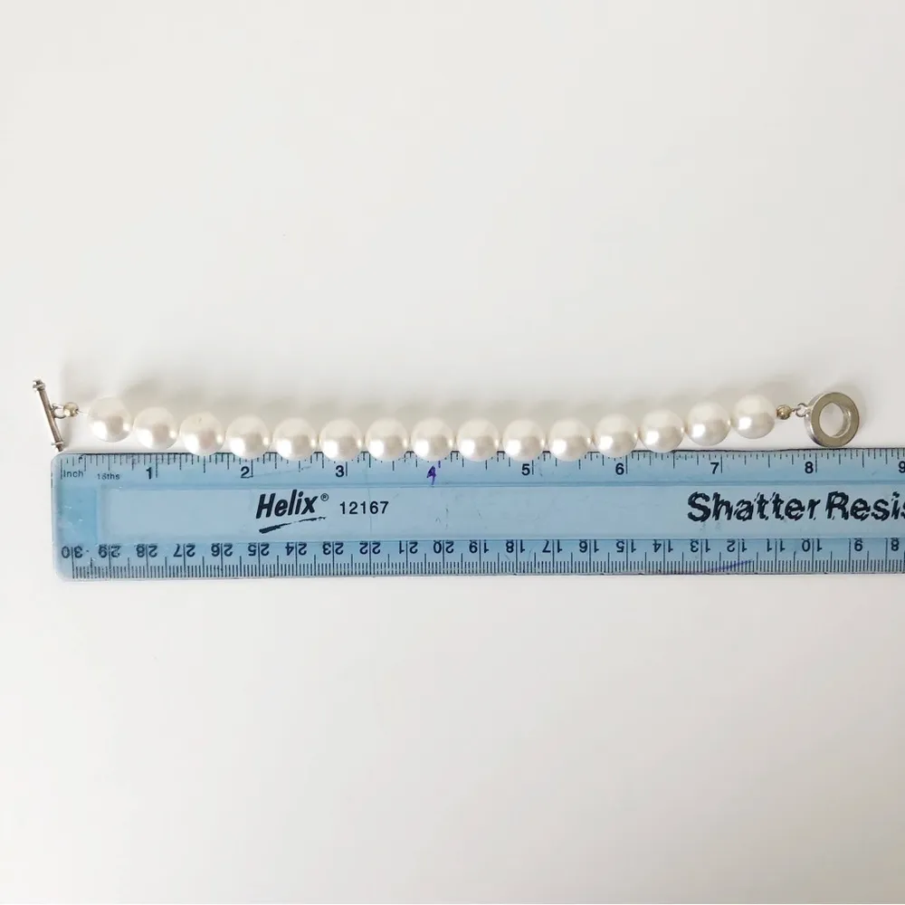 Pearl Bracelet White & Silver Classic Elegant Statement Faux Pearls - Image 9