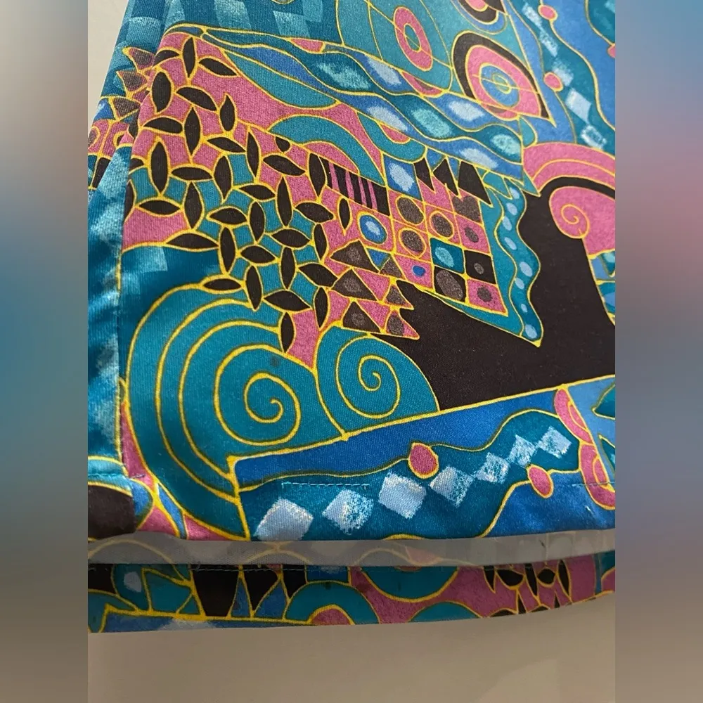 VTG 80s 90s Anthony Richards Blue & Pink Retro Maxi House Dress Kaftan Muumuu Size L - Image 12