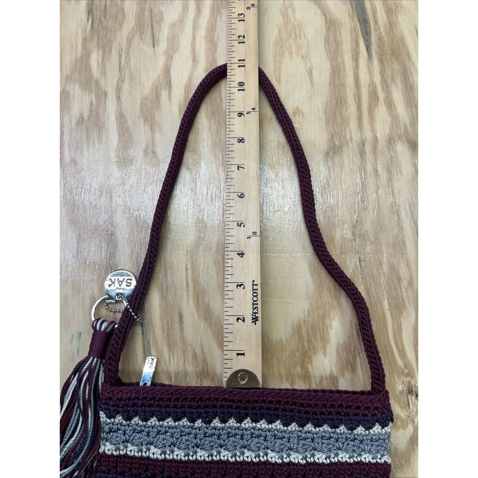 The Sak Crocheted Mini Bag Shoulder Purse Organizer Travel Small Boho - Image 12