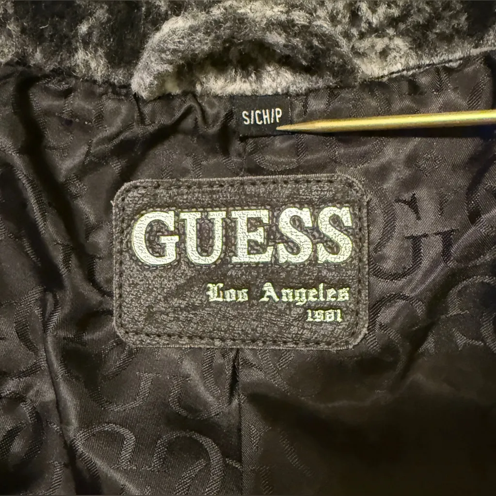 Guess Los Angeles 1981 B &W Plaid Wool Moto 3/4 Sleeve Y2K Asymmetrical Jacket - Image 2